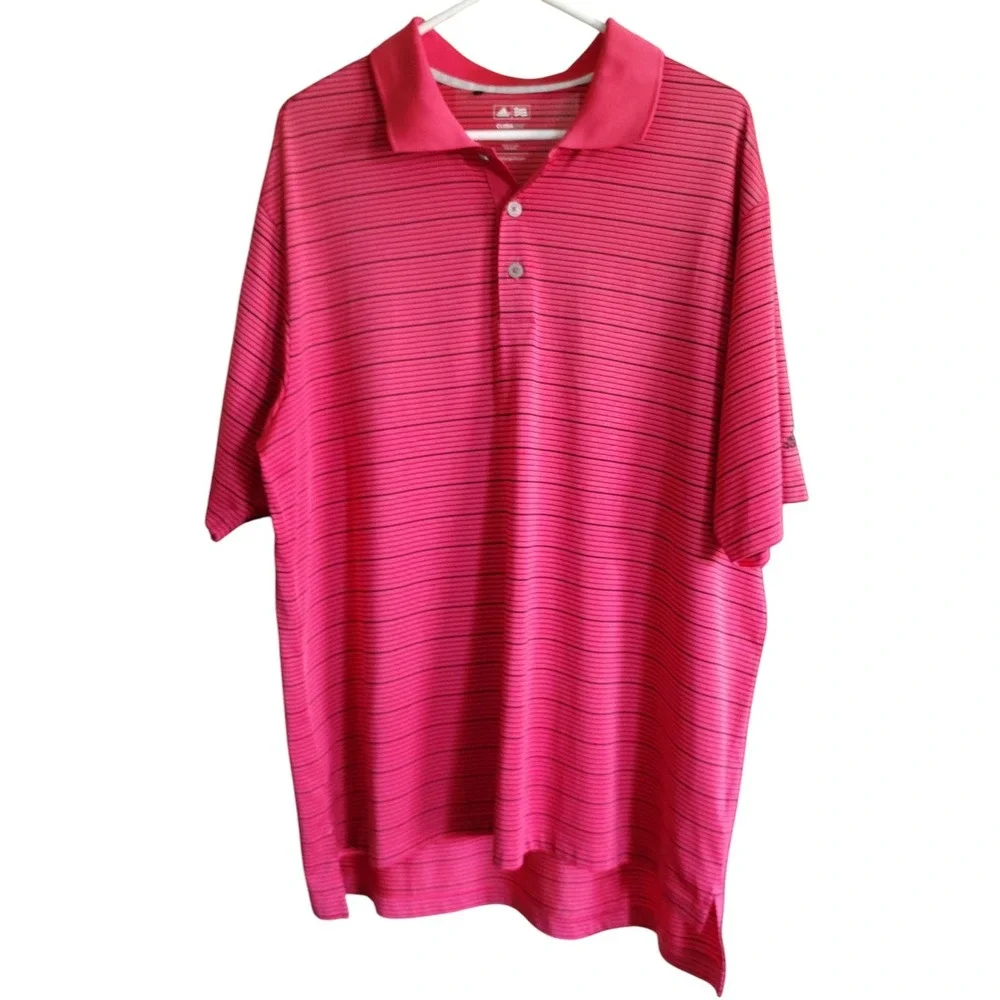Adidas Climalite Golf‎ Polo Shirt Mens XL Red Black Stretch Casual Country Club
